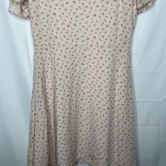 Madewell Microfloral Flutter Sleeve Mini Dress Cream Pink Size 0 - Picture 11 of 16